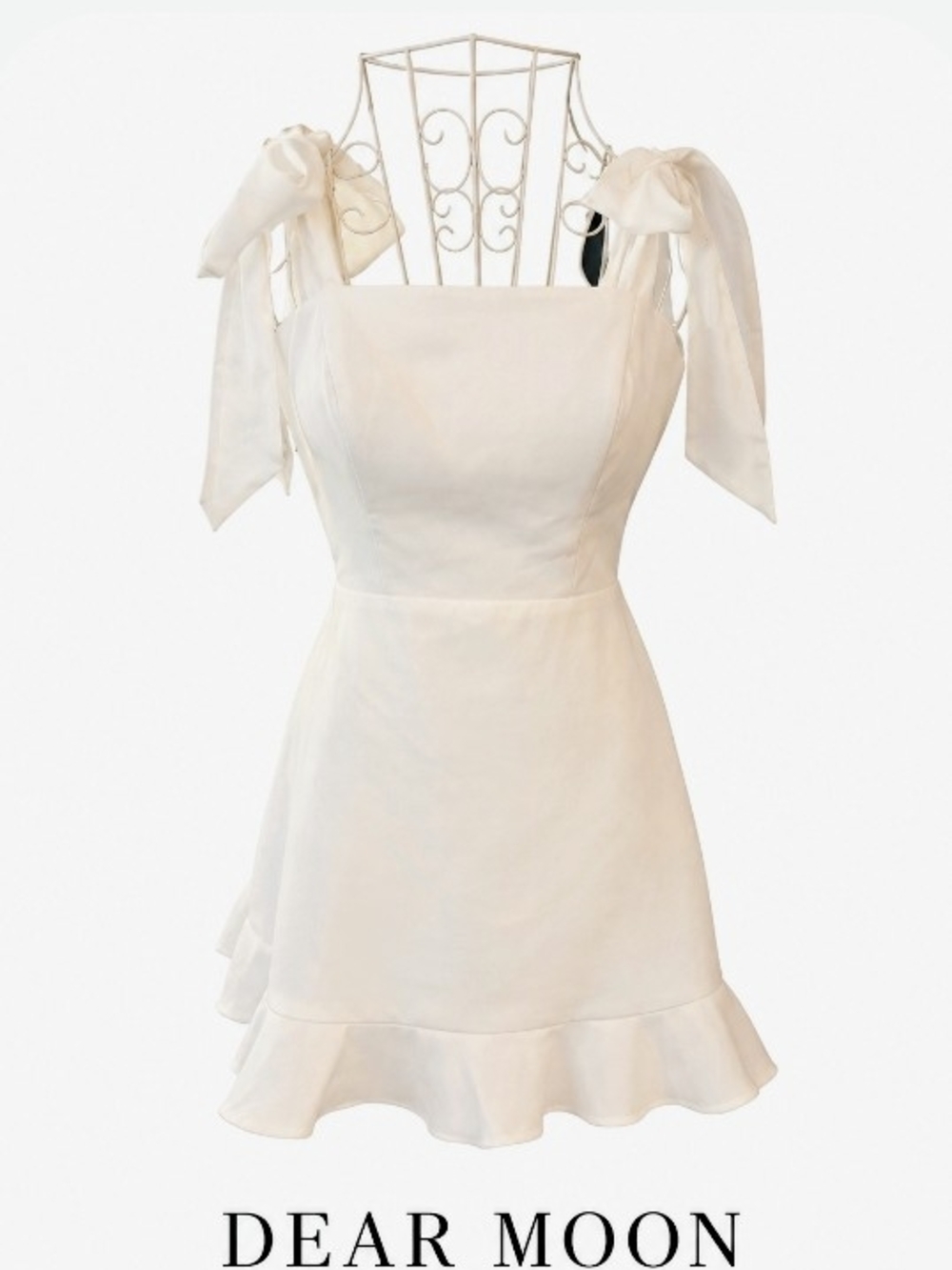 Dear Moon Sleeveless Bow Shoulder Strap Fit & Flare Dress 🤍